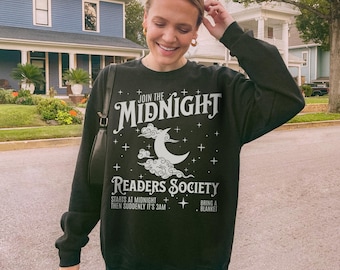 Late night readers book club gift reading sweatshirt midnight for night owl reader merch retro literary bookworm gift