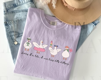 Funny dilly dallying  goose sorry I'm late shirt summer silly goose shirt, animal humor
