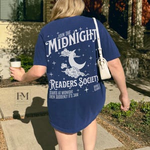 Late night readers book club gift reading Comfort Colors® Tshirt, night owl midnight bookstagram booktok merch retro literary bookworm gift