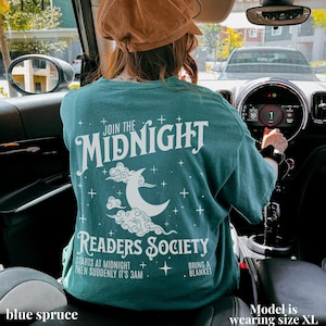 Late night readers book club gift reading Comfort Colors® Tshirt, night owl midnight bookstagram booktok merch retro literary bookworm gift