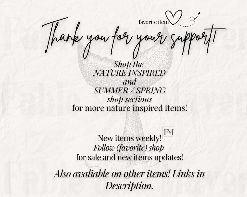 May include: Thank you for your support! Shop the Nature Inspired and Summer/Spring shop sections for more nature inspired items! New items weekly! Follow (favorite) shop for sale and new items updates! Also available on other items! Links in Description.