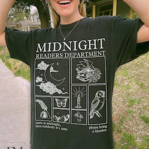 Late night readers book club gift reading Comfort Colors® Tshirt for night owl reader merch retro literary bookworm gift