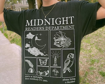 Late night readers book club gift reading Comfort Colors® Tshirt for night owl reader merch retro literary bookworm gift