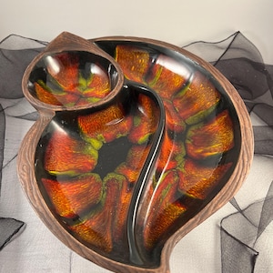MCM Art Pottery USA California Pottery 3-Section Chip & Dip Dish #602