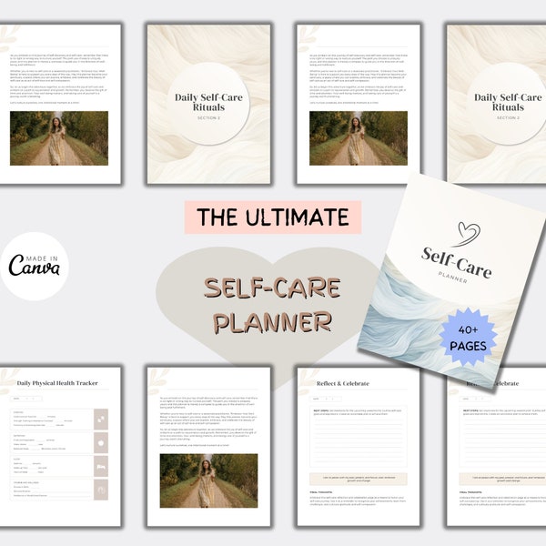 Self-Care Planner, Printable Mindfulness Planner,  Self-Love, Mental Health, daily planner, Mood Tracker, Self-Love Checklist