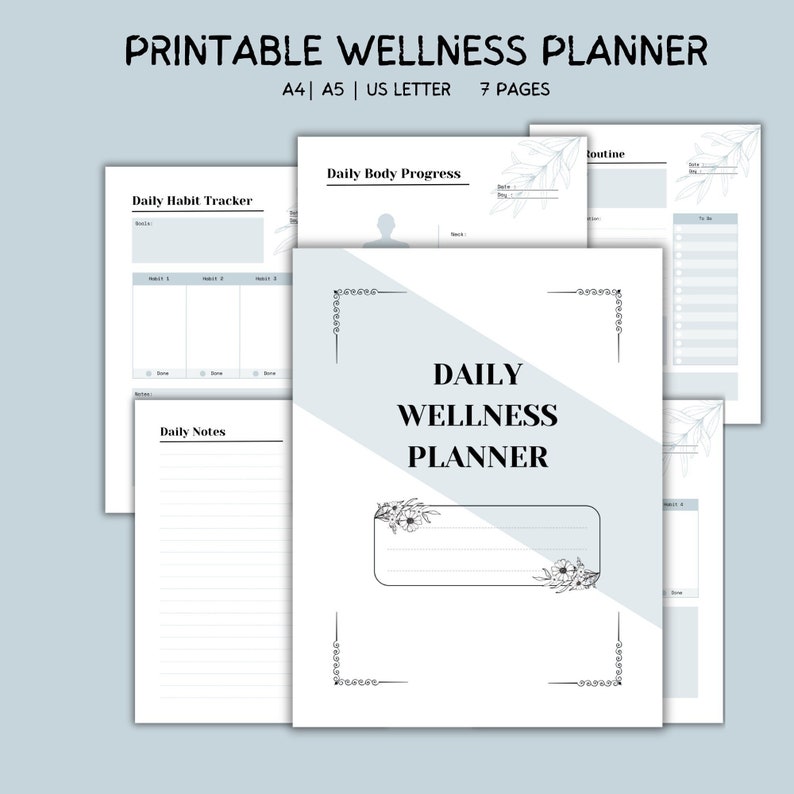 Printable Daily Wellness Planner,, Instant Download, Daily-habit ...