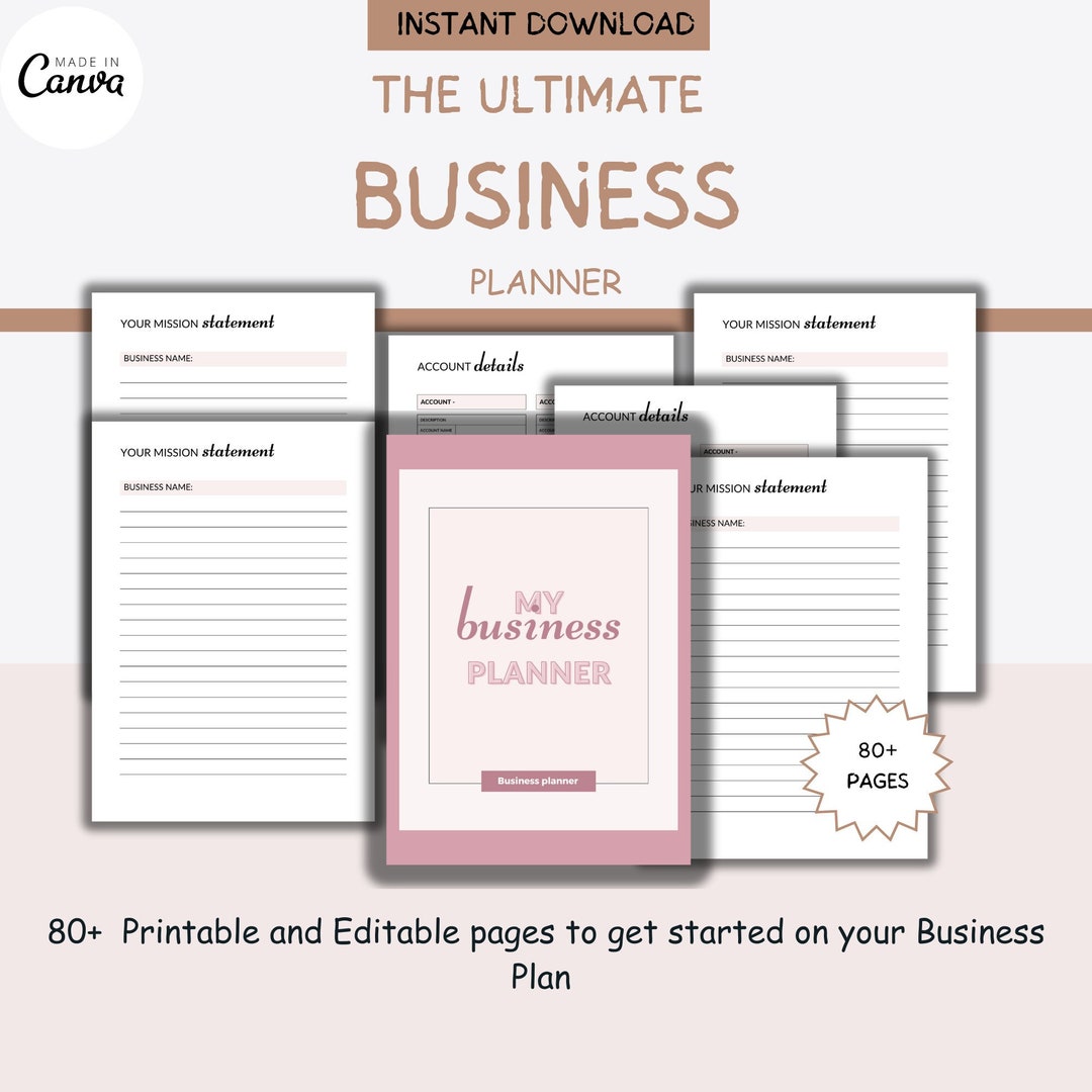 Business Planner Template, Minimalist Editable Business Planner ...