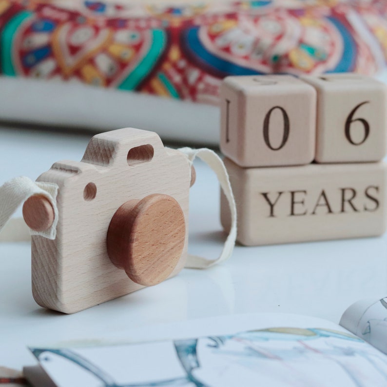 Wooden Milestone Blocks Capture Unforgettable Moments with These Week Month Year Cubes Newborn Baby Shower Gift Children's Photo Props SET (CAMERA+BLOCKS)