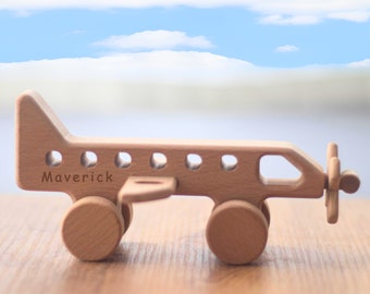 Wooden Toy Plane With Name - Pretend Play Toddlers - A Skyward Adventure for Little Aviators | Aeroplane Toy |Unique Christmas Gift for kids