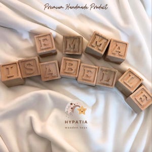 Personalized Baby Name ABC blocks - Wooden Alphabet, Number, Milestone Blocks | Waldorf Montessori Toy, Nursery Room Decor, Baby Shower Gift