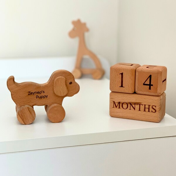 Wooden Milestone Blocks & Personalized Wooden Toys | Nursery Room Decor, Baby Props Accessories | Newborn Baby Shower Gift For Expecting Mom