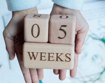Wooden Baby Milestone Blocks – Newborn Photo Props - Baby Shower Gift