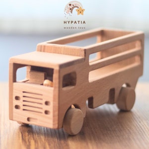 WOODEN TOY TRUCK - Personalized Push Truck - Agriculture Farming Cargo Truck, Montessori Waldorf Truck Toy | Birthday Gift for toddler & kid
