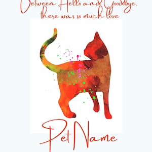 Personalized pet loss poem. Digital down load Cat loss, pet memorial