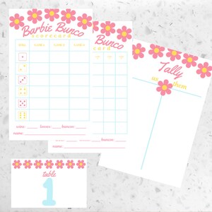 Barbie Bunco Scorecard, Tally Sheet, Table Numbers Bundle (Digital Files/Printable)
