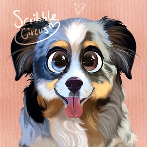 Custom pet portrait in cartoon style, pet portrait from photo, custom pet gift, Digital illustration Art prints