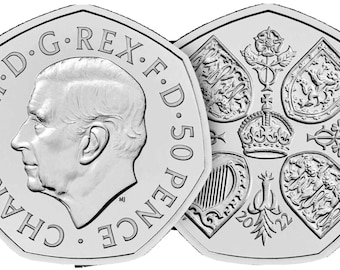 Nouvelle pièce de 50 pence du roi Charles III Pièce hors circulation de 2022