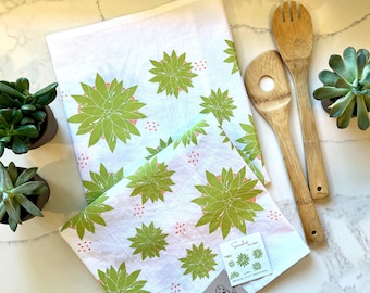 Succulent Tea Towel: Screen Printed Flour Sack Cotton Kitchen Decor