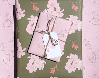 Reversible Wrapping Paper, Pink Floral Gift Wrap, Double Sided Wrapping Paper, Birthday Gift, Shower Gift, Housewarming Gift