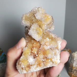 Yellow Spirit Quartz Specimen with hematite inclusions, Authentic Amethyst Cactus Crystal, Crystal Decor