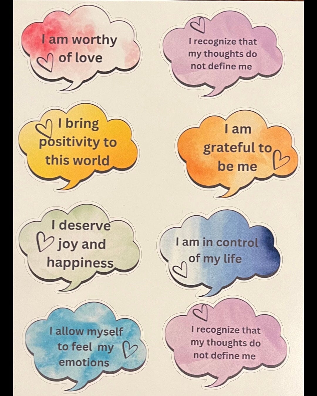 Colours of the Rainbow Positive Affirmation Pack (7 Pack) - Etsy