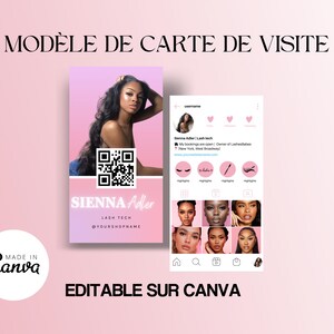 Sjabloon voor visitekaartjes, Instagram-visitekaartje, kunstenaar schoonheid haar nagels wimper extensions visitekaartje sjabloon