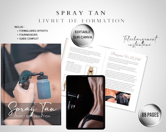 Spray Tan, bewerkbaar trainingsboekje op Canva, Beauty Academy, Instant Download, Student of Trainer