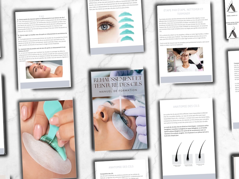 Réhaussement de cils, teinture de cils, Livret de Formation modifiable Canva, Beauté Académie, Téléchargement instantané, élève ou formateur image 2