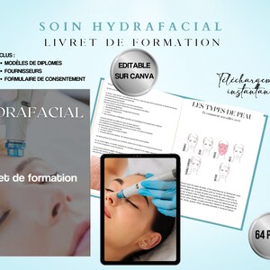 Hydrafacial treatment, Training booklet editable on Canva, Beauty Academy, Instant download, ideal trainer