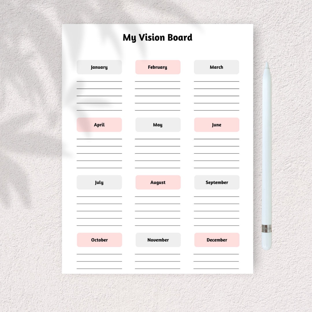 Vision Board Planner Template Printable Vision Board Minimalist Vision Board Planner Template Printable Vision Board Minimalist