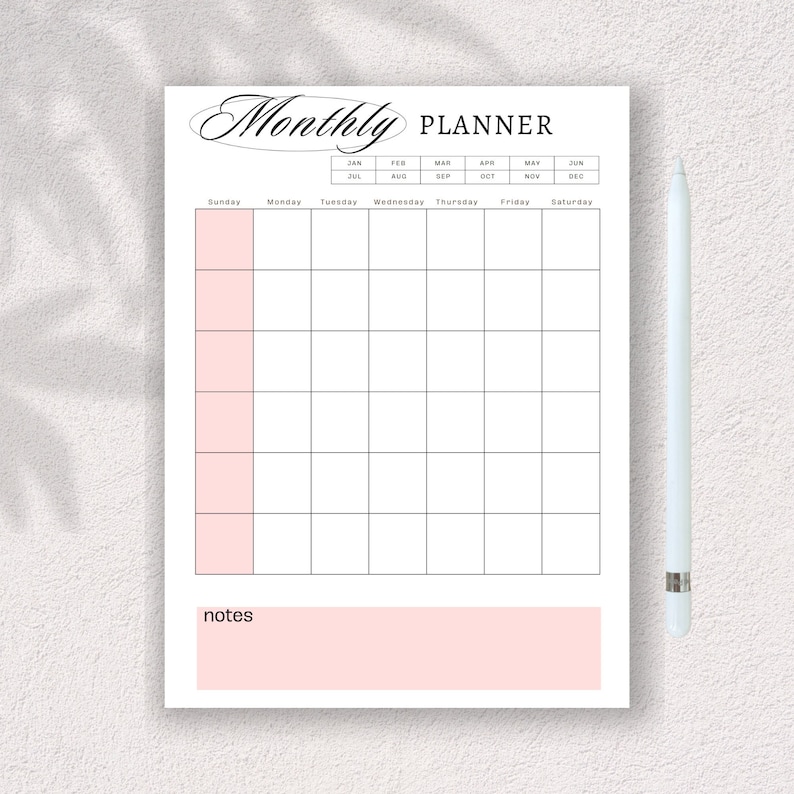 Monthly Planner Printable | Monthly Agenda | Productivity Planner ...
