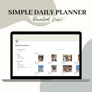 Simple Notion Template Daily Planner - Notion Template, Daily Agenda, Notion Planner, Aesthetic and Minimalistic Digital Planner