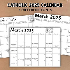 Printable 2025 Catholic Calendar | Liturgical Calendar | Downloadable .PDF | Catholic Calendar 2025, Catholic 2025 Calendar