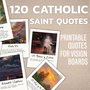 120 cartes de citations de saints catholiques - Citations imprimables pour Vision Boards Bible Study Prayer - Cartes d'affirmation chrétienne - Téléchargement numérique