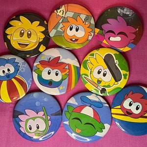 Adopt A Puffle! Club Penguin Inspired Button Set (READ DESCRIPTION)