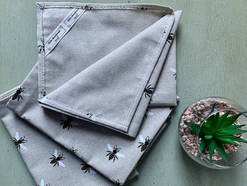 Bumble Bee Linen Tea Towels, Set of 3, Singles, Hand Sewn, Farmhoue Decor image 8