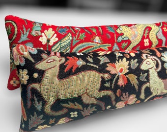Draught Excluder Tudor Black Tapestry ~ Wheat Weighted ~ Eco Friendly ~ Heavy Draft Excluder ~ Farmhouse Decor ~