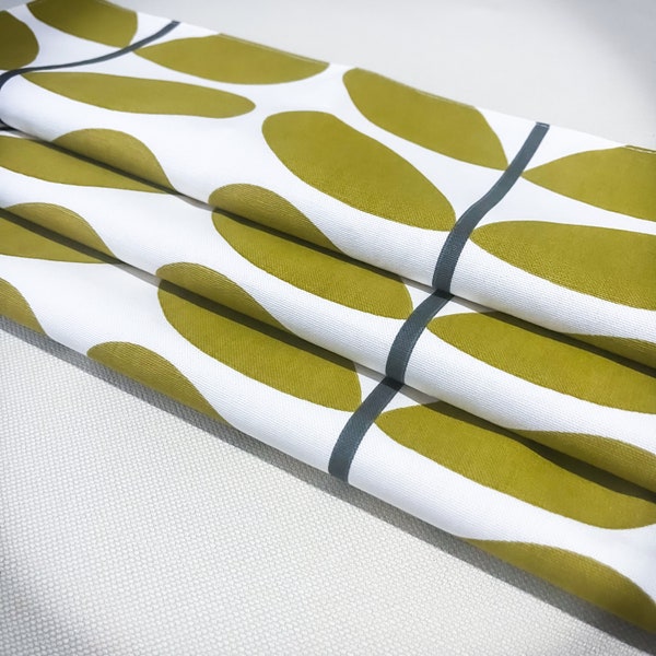 Roman Blinds Olive Stem Fabric - Custom Shades, Mid Century Scandi Print, Cotton or Blackout Lining, Cord, Chain Headrail