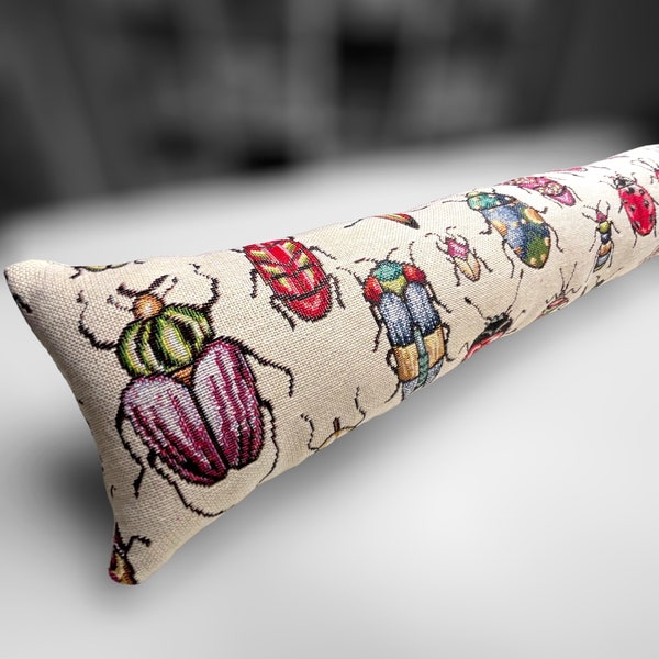 Draught Excluder (Filled), Bug Beetle Lady Bird Heavy Tapestry Fabric, Energy saving, Door stop Wheat Weighted, Sausage