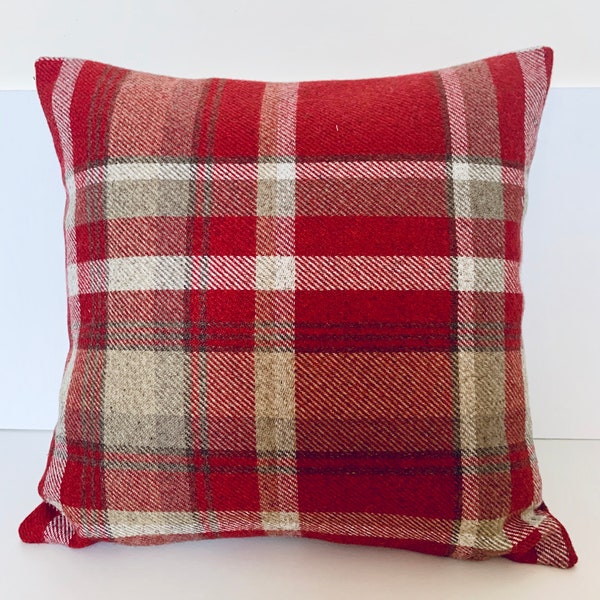 Rot Tartan Kissenbezüge, Kissen, Kissen, Reversibel, Bauernhaus Dekor, Reißverschluss, Country Prints