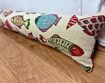 Draught Excluder (Filled), Fish Heavy Tapestry Fabric, Energy saving, Door stop Wheat Weighted, Sausage