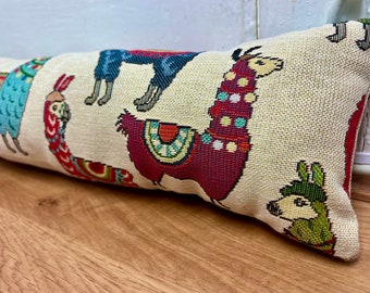 Draught Excluder (Filled), Llama Heavy Tapestry Fabric, Energy saving, Weighted Heavy Draft Stopper, Door Sausage