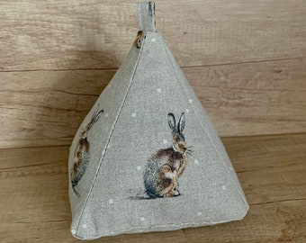 Mr Hare Print Cotton Filled Pyramid Door Stop Fabric Weighted