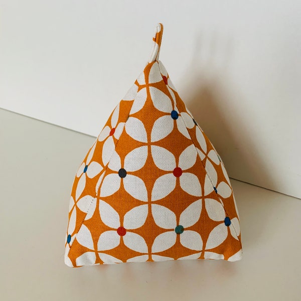 Retro Scandi Orange Filled Pyramid Door Stop Fabric Weight