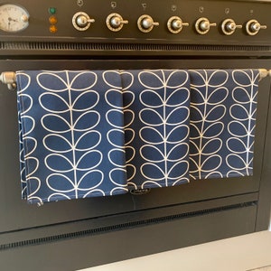 Blue Stem Tea Towels, Retro Kitchen, Set of 3, Singles, Handsewn, Choice of colours Mid Century Scandi Print image 2