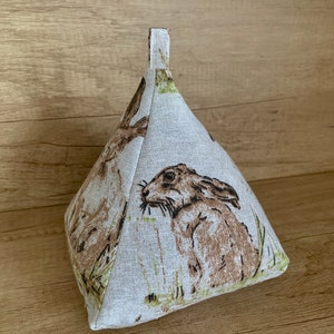 Wild Hare Print Cotton Filled Pyramid Door Stop Fabric Weighted