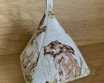 Wild Hare Print Cotton Filled Pyramid Door Stop Fabric Weighted