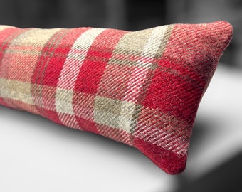 Draught Excluder Red Wool Tartan ~ Wheat Weighted ~ Eco Friendly ~ Heavy Draft Excluder ~ Farmhouse Decor ~
