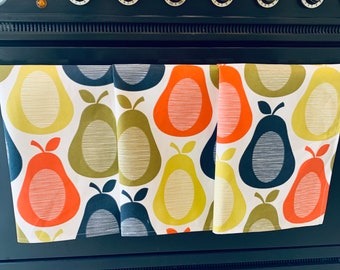 Retro Stem Tea Towels, Multicolour Pear, Set of 3, Singles, Handsewn, Choice of colours Mid Century Scandi Print