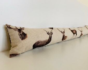 Heavy Draught Excluder ~ Stag Linen  ~ Weighted Custom Lengths, Energy Saving , Draft Stopper, Cozy Home decor, Door Sausage